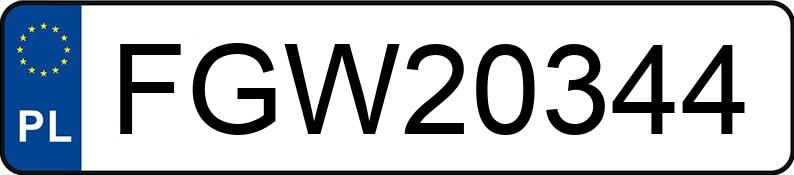 Numer rejestracyjny FGW 20344 posiada AUDI A6 - FGW20344
