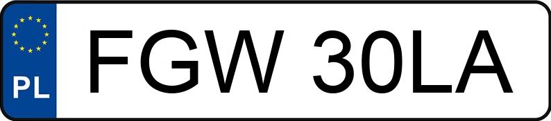 Numer rejestracyjny FGW 30LA posiada VOLKSWAGEN TRANSPORTER - FGW30LA