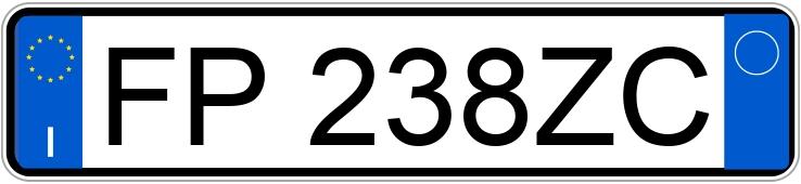 Numer rejestracyjny FP238ZC posiada  