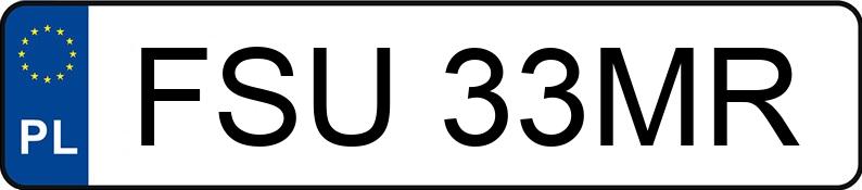 Zgubiono tablicę rejestracyjną o numerach FSU33MR