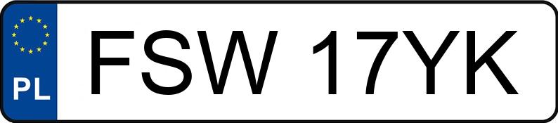 Numer rejestracyjny FSW 17YK posiada FORD Fusion 1.4i MR`02 E3 FX - FSW17YK Numer rejestracyjny FSW 17YK posiada FORD Fusion 1.4i MR`02 E3 FX - FSW17YK