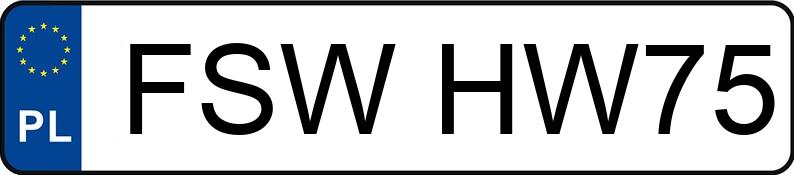 Numer rejestracyjny FSW HW75 posiada VOLKSWAGEN GOLF - FSWHW75