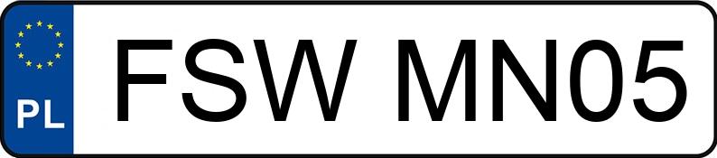 Il numero di registrazione FSW MN05 ha BMW 318i MR`04 E4 E90 318i MR`04 E4 E90 - FSWMN05