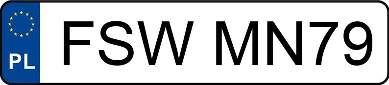 Numer rejestracyjny FSW MN79 posiada VOLKSWAGEN Caddy Diesel MR`05 E4 2.3t TDI - FSWMN79