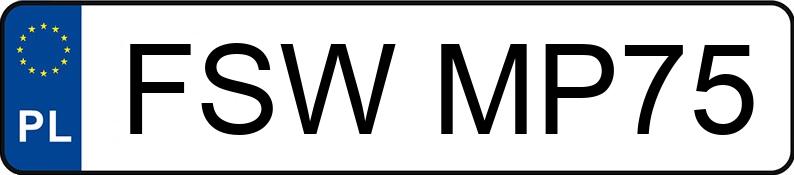 Numer rejestracyjny FSW MP75 posiada AUDI A6 - FSWMP75