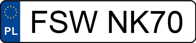 Numer rejestracyjny FSW NK70 posiada BMW 325 Diesel DPF MR`04 E4 E90 325 Diesel DPF MR`04 E4 E90 - FSWNK70