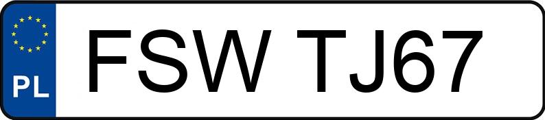 Numer rejestracyjny FSW TJ67 posiada BMW 320i Kat. E36 320i Kat. E36 - FSWTJ67