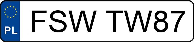 Numer rejestracyjny FSW TW87 posiada DAEWOO / FSO Lanos 1.4 Kat. MR`97 E3 S - FSWTW87