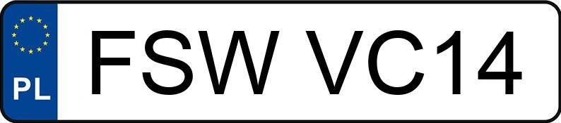 Numer rejestracyjny FSW VC14 posiada TOYOTA COROLLA - FSWVC14