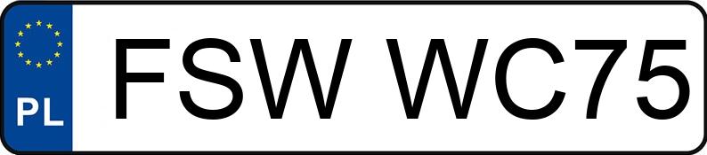 Registreringsnummeret FSW WC75 har FORD Focus 1.8 TDCi MR`08 E4 - FSWWC75
