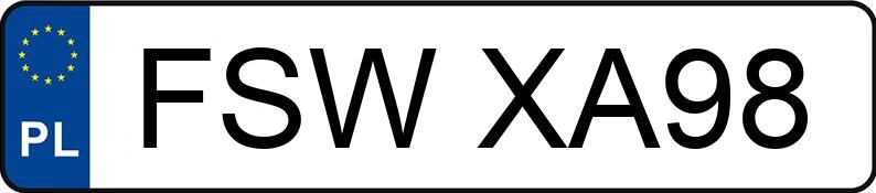 Numer rejestracyjny FSW XA98 posiada RENAULT CLIO - FSWXA98 Numer rejestracyjny FSW XA98 posiada RENAULT CLIO - FSWXA98
