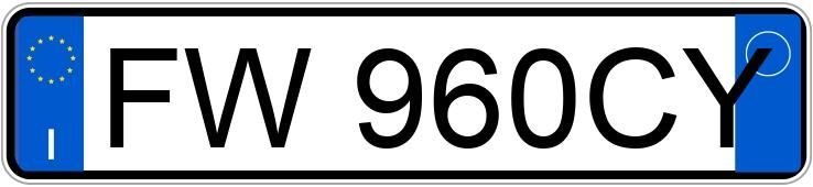 Numer rejestracyjny FW960CY posiada PORSCHE 911