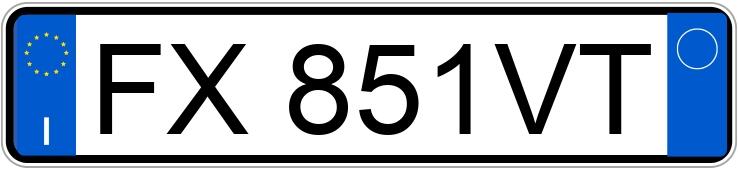 Numer rejestracyjny FX851VT posiada SUZUKI Swift