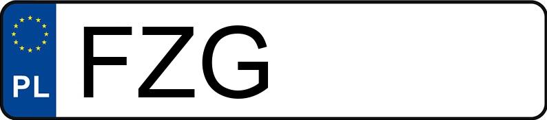 Placa de matrícula polaca característica distintiva FZG