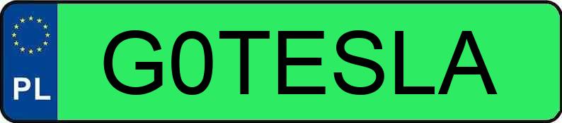 Numer rejestracyjny G0TESLA posiada TESLA S