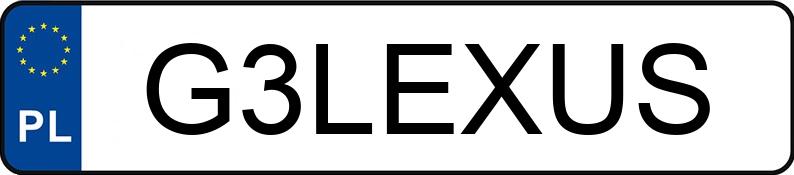Numer rejestracyjny G3LEXUS posiada TOYOTA LEXUS