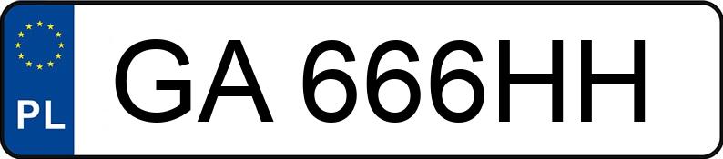 Numer rejestracyjny GA666HH posiada  