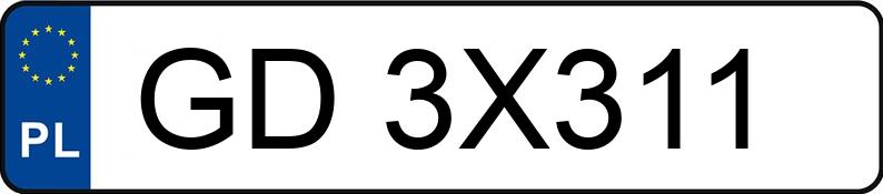 Pirat drogowy w pojeździe o numerach rejestracyjnych GD3X311