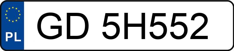 Znaleziono tablicę rejestracyjną o numerach GD5H552