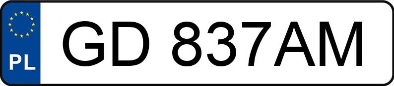 Numer rejestracyjny GD 837AM posiada PEUGEOT 107 1.0 MR`05 E4 Happy 70 - GD837AM