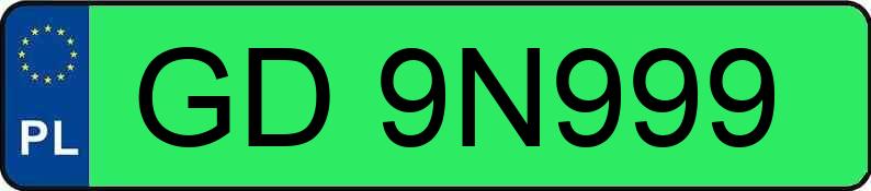 Numer rejestracyjny GD 9N999 posiada TESLA - GD9N999 Numer rejestracyjny GD 9N999 posiada TESLA - GD9N999