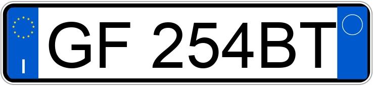 Numer rejestracyjny GF254BT posiada FIAT Panda 3a serie