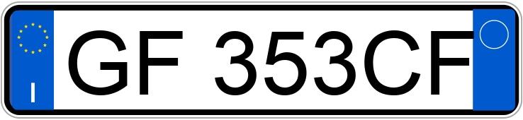Il numero di registrazione GF353CF ha VOLKSWAGEN GOLF