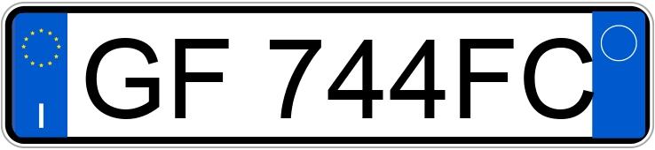 Il numero di registrazione GF744FC ha FIAT PANDA