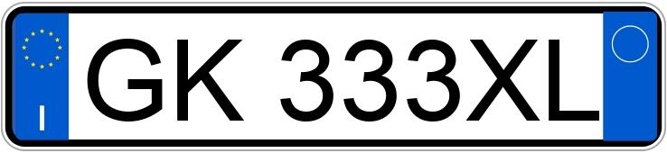 Il numero di registrazione GK333XL ha SUZUKI Jimny 4a serie