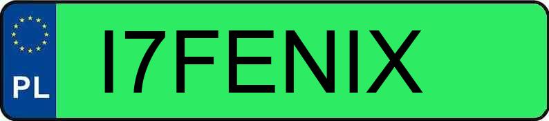 Numer rejestracyjny I7FENIX posiada TESLA MODEL 3