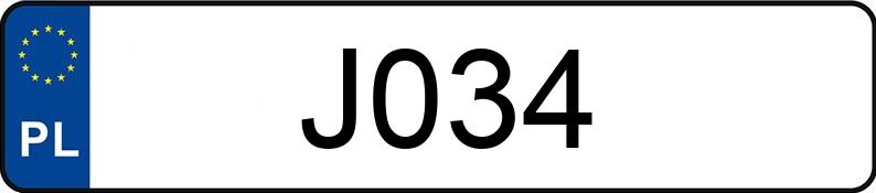 Registreringsnumret J034 har JEEP Wrangler 4.0 MR`02 E3 Sahara Aut.