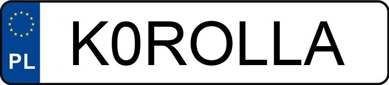 Numer rejestracyjny K0ROLLA posiada TOYOTA COROLLA