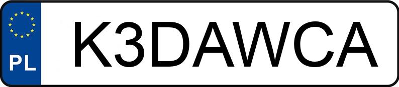 Numer rejestracyjny K3DAWCA posiada KAWASAKI Sportowe od 600 Ninja 1000 SX