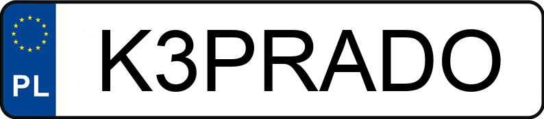 Numer rejestracyjny K3PRADO posiada TOYOTA Land Cruiser 3.0 TD 90 Prado
