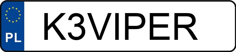 Numer rejestracyjny K3VIPER posiada FORD MUSTANG