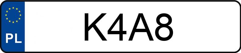 Numer rejestracyjny K4A8 posiada AUDI A4 Numer rejestracyjny K4A8 posiada AUDI A4