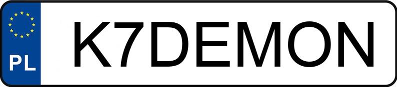 Numer rejestracyjny K7DEMON posiada MAZDA RX-8 1.3 MR`03 E3 Renesis