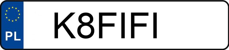 Numer rejestracyjny K8FIFI posiada VOLKSWAGEN Polo GP 1.8 TSI MR`14 E6 GTI BMT