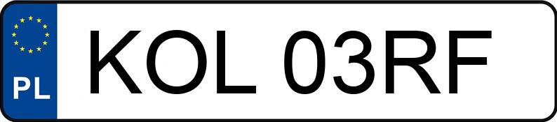Numer rejestracyjny KOL 03RF posiada AUDI A3 1.6 Kat. MR`01 8L - KOL03RF