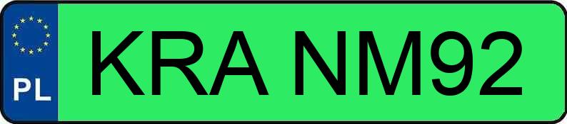 Numer rejestracyjny KRA NM92 posiada TESLA MODEL 3 - KRANM92