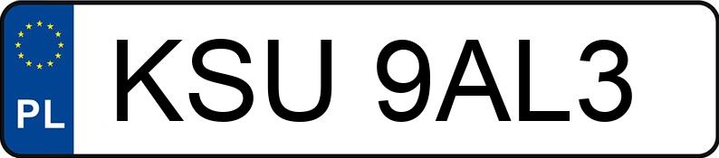 Numer rejestracyjny KSU9AL3 posiada  