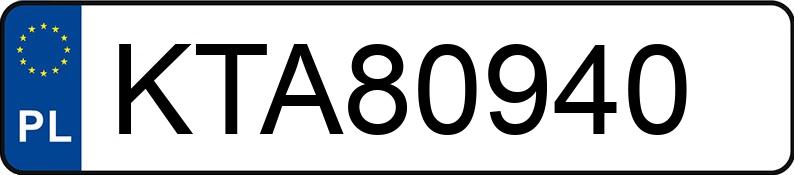 Numer rejestracyjny KTA 80940 posiada AUDI A5 - KTA80940
