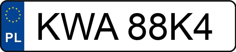 Numer rejestracyjny KWA88K4 posiada BMW Seria 3 316i Kat. MR`01 E3 E46