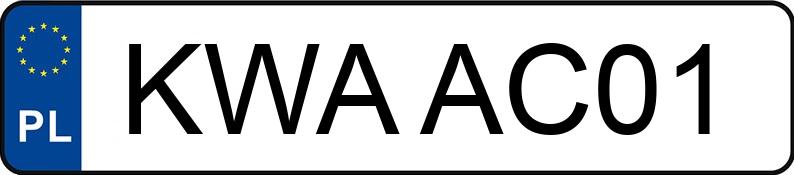 Numer rejestracyjny KWA AC01 posiada VOLKSWAGEN GOLF - KWAAC01