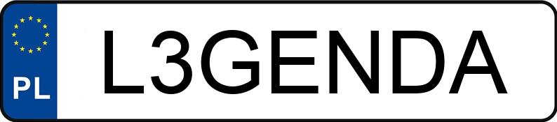 Numer rejestracyjny L3GENDA posiada BMW 320I