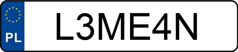 Numer rejestracyjny L3ME4N posiada BMW M3