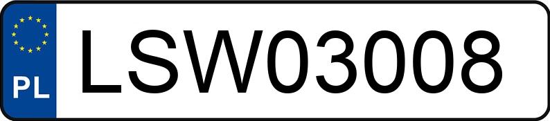 Numer rejestracyjny LSW 03008 posiada NISSAN PRIMERA 1.6 KAT - LSW03008