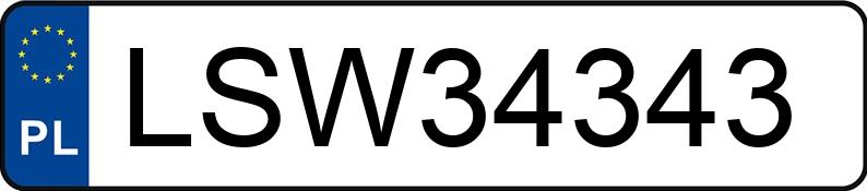 Numer rejestracyjny LSW 34343 posiada AUDI A6 - LSW34343