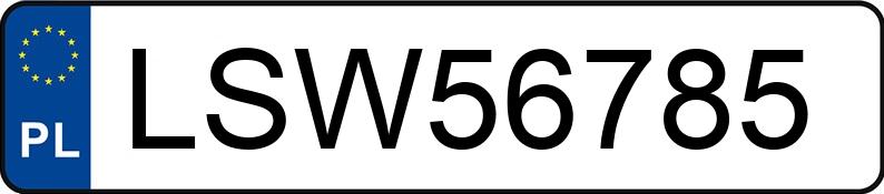 Numer rejestracyjny LSW 56785 posiada LEXUS CT200H - LSW56785
