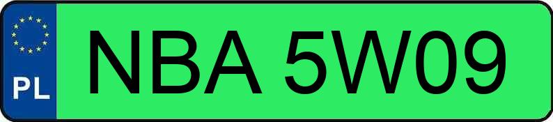 Numer rejestracyjny NBA 5W09 posiada TESLA MODEL 3 - NBA5W09